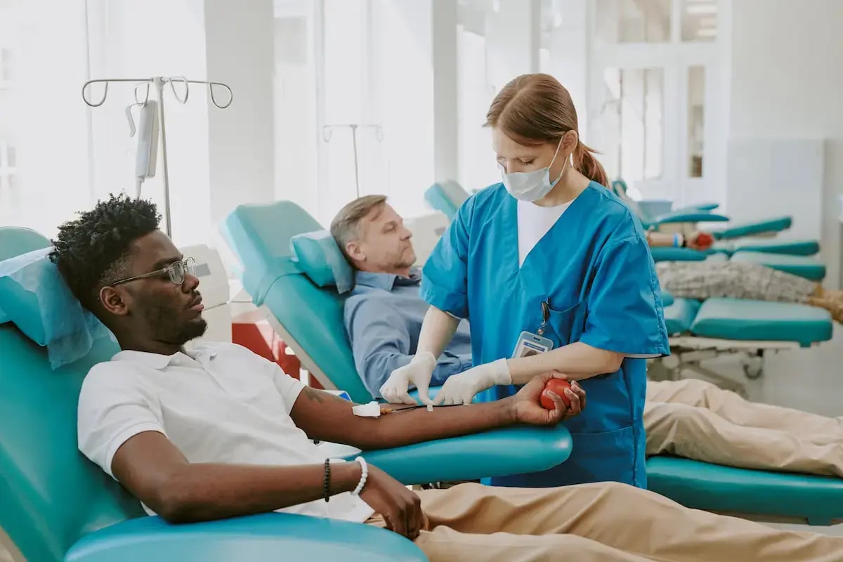 Phlebotomist working at a blood drive