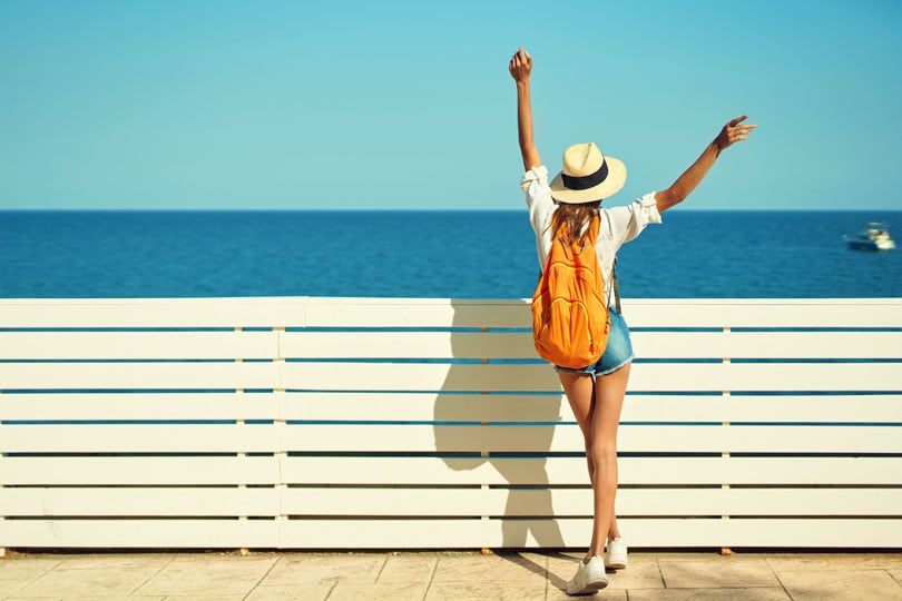 An employee at the beach in their free time