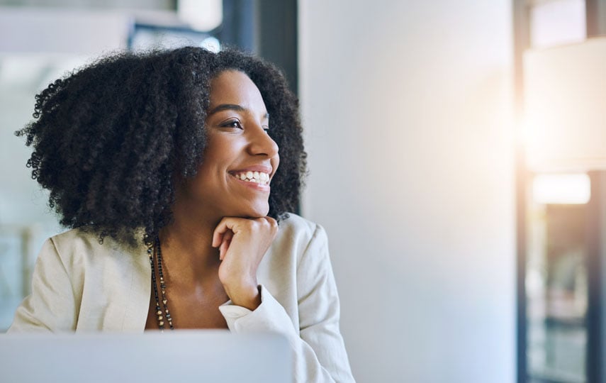 Woman smiling in the office