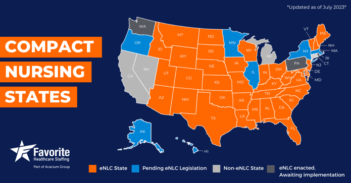 Compact Nursing License Map July 2023 (002)