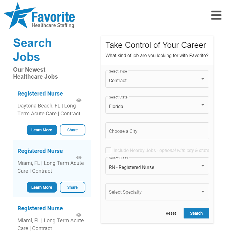 Favorite Healthcare Staffing_job search