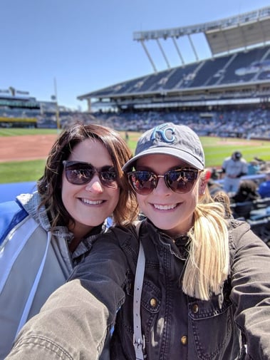 Kathy with a friend at a royals game