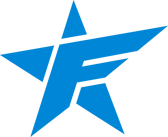 Favorite Healthcare logo. A blue F within a star shape