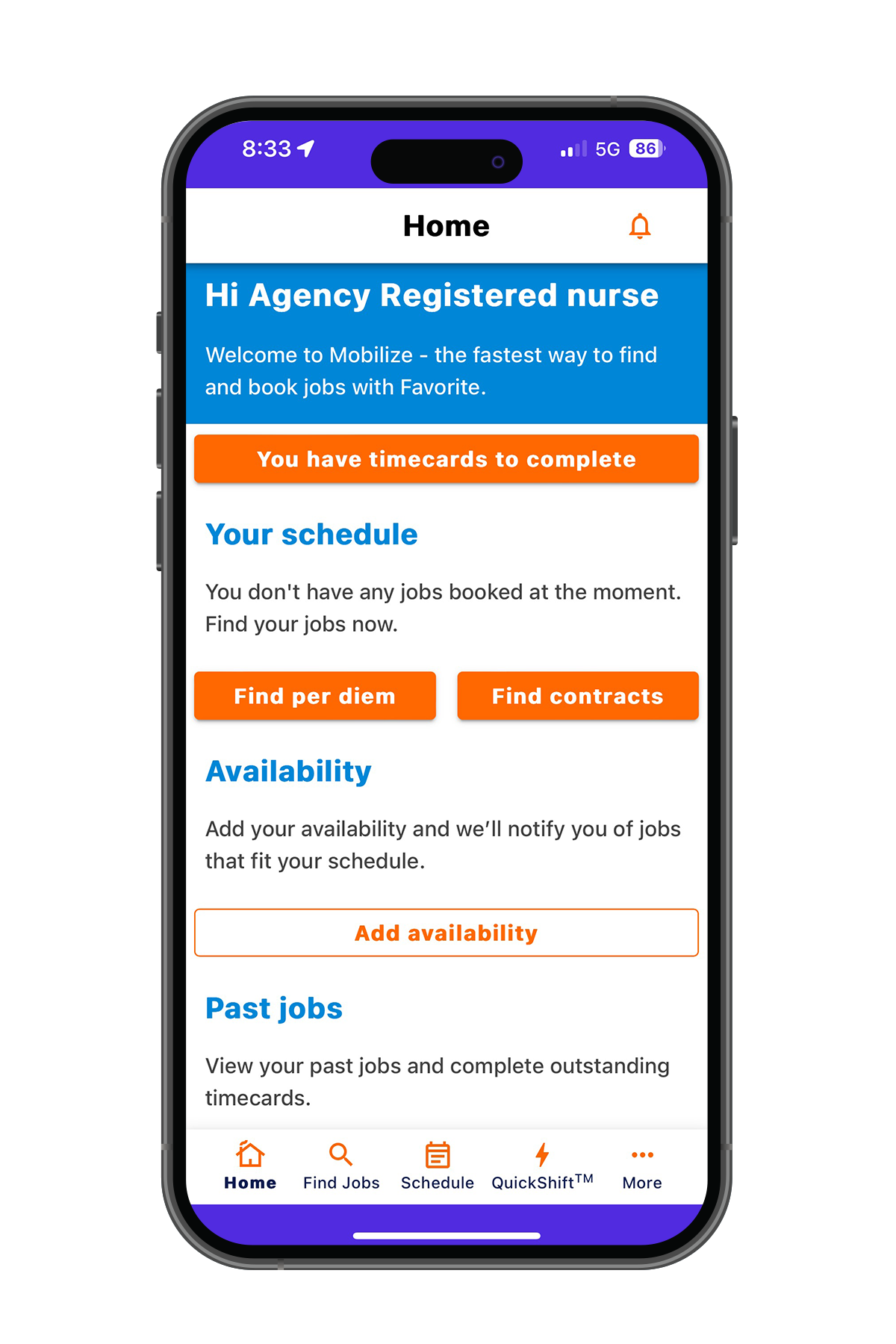 Mobilize, powered by Favorite Healthcare Staffing home page screenshot